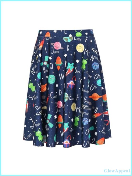 Dresses & Skirts - Women's High Waist A-Line Skater Midi Skirt Stretchy Knockaround